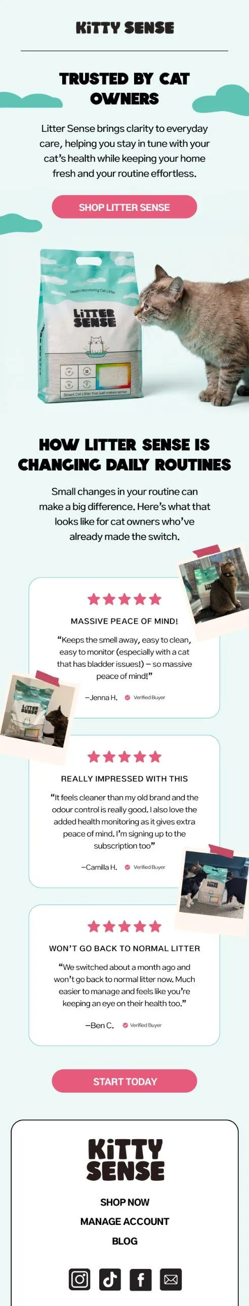Customer review email for a pet care brand