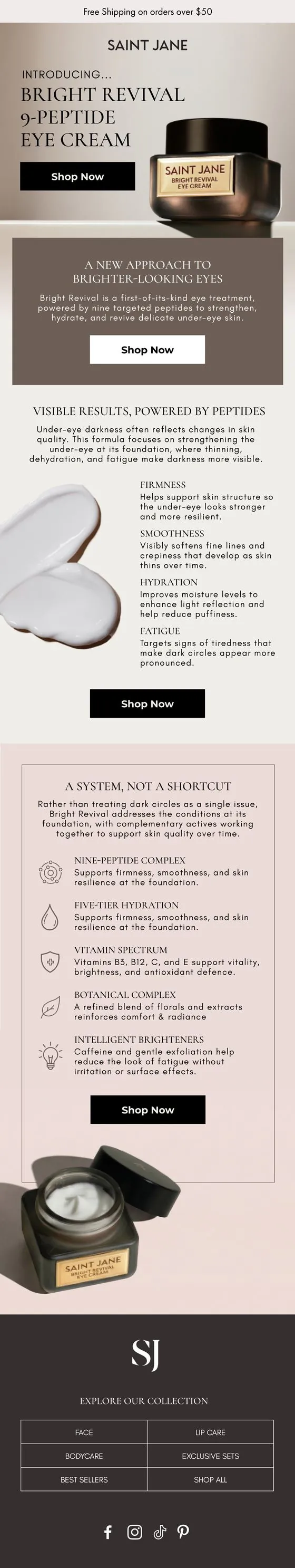Product launch email for a skincare brand